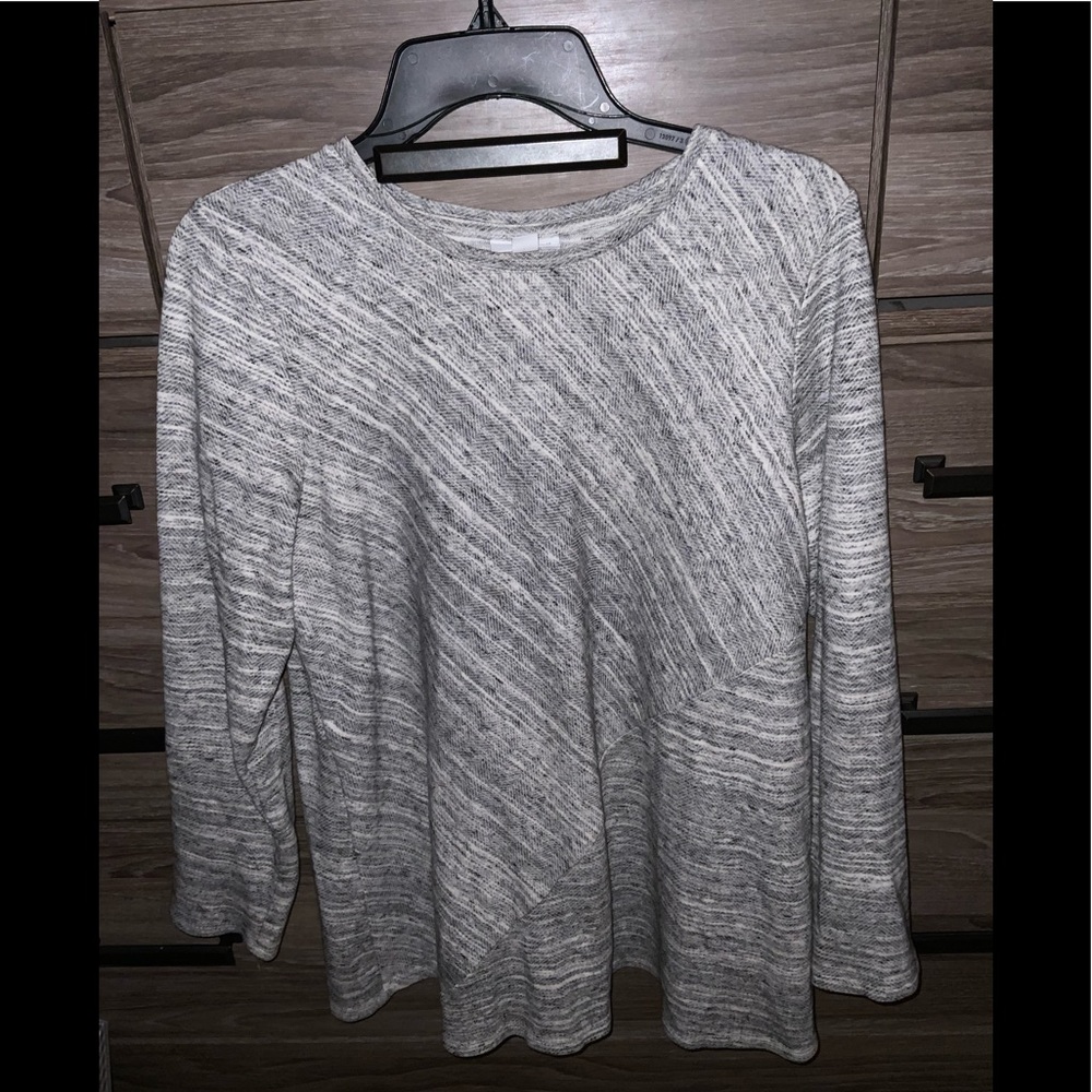 Pure Jill Heather Gray long sleeve cotton blouse